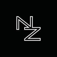 nz logo monogram met lijn stijl ontwerp sjabloon vector