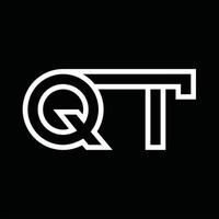 qt logo monogram met lijn stijl negatief ruimte vector