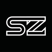 sz logo monogram met lijn stijl negatief ruimte vector