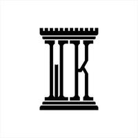 wk logo monogram met pijler vorm ontwerp sjabloon vector
