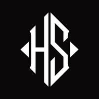 hs logo monogram met schild vorm geïsoleerd ontwerp sjabloon vector