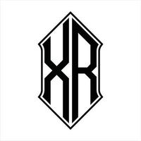 xr logo monogram met schildvorm en schets ontwerp sjabloon vector icoon abstract