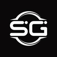 sg logo monogram met cirkel afgeronde plak vorm ontwerp sjabloon vector