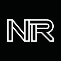 nr logo monogram met lijn stijl negatief ruimte vector