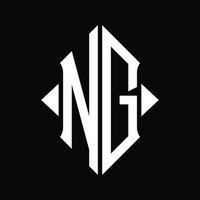 ng logo monogram met schild vorm geïsoleerd ontwerp sjabloon vector