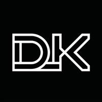 dk logo monogram met lijn stijl negatief ruimte vector