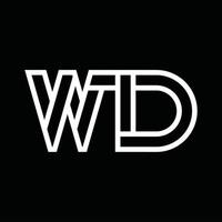 wd logo monogram met lijn stijl negatief ruimte vector