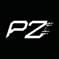 pz logo monogram abstract snelheid technologie ontwerp sjabloon vector