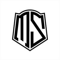 mz logo monogram met schild vorm schets ontwerp sjabloon vector