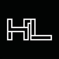 hl logo monogram met lijn stijl negatief ruimte vector