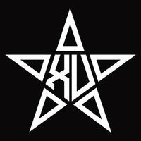 xu logo monogram met ster vorm ontwerp sjabloon vector