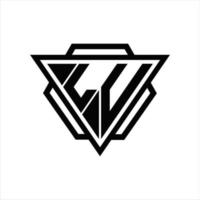 lv logo monogram met driehoek en zeshoek sjabloon vector