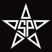 sp logo monogram met ster vorm ontwerp sjabloon vector