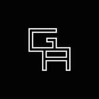 ga logo monogram met lijn stijl ontwerp sjabloon vector
