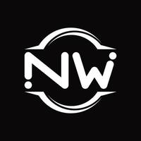 nw logo monogram met cirkel afgeronde plak vorm ontwerp sjabloon vector