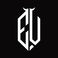ev logo monogram met toeter vorm geïsoleerd zwart en wit ontwerp sjabloon vector