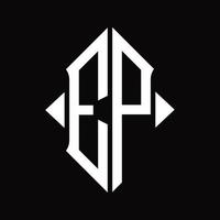 ep logo monogram met schild vorm geïsoleerd ontwerp sjabloon vector