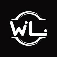 wl logo monogram met cirkel afgeronde plak vorm ontwerp sjabloon vector