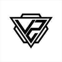 vz logo monogram met driehoek en zeshoek sjabloon vector