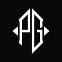pag logo monogram met schild vorm geïsoleerd ontwerp sjabloon vector