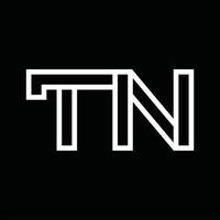 tn logo monogram met lijn stijl negatief ruimte vector