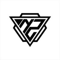 nz logo monogram met driehoek en zeshoek sjabloon vector