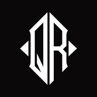 qr logo monogram met schild vorm geïsoleerd ontwerp sjabloon vector