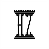 hz logo monogram met pijler vorm ontwerp sjabloon vector