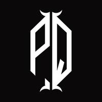 pq logo monogram met toeter vorm ontwerp sjabloon vector