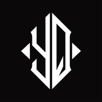 yq logo monogram met schild vorm geïsoleerd ontwerp sjabloon vector