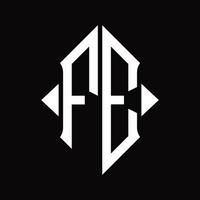 fe logo monogram met schild vorm geïsoleerd ontwerp sjabloon vector