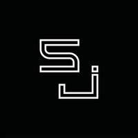 sj logo monogram met lijn stijl ontwerp sjabloon vector