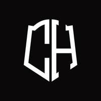 ch logo monogram met schild vorm lint ontwerp sjabloon vector