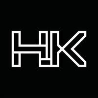 hk logo monogram met lijn stijl negatief ruimte vector