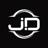 jd logo monogram met cirkel afgeronde plak vorm ontwerp sjabloon vector