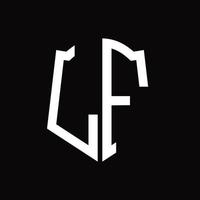 lf logo monogram met schild vorm lint ontwerp sjabloon vector