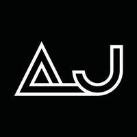 aj logo monogram met lijn stijl negatief ruimte vector