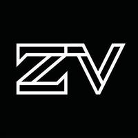 zv logo monogram met lijn stijl negatief ruimte vector