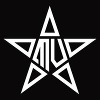 mv logo monogram met ster vorm ontwerp sjabloon vector