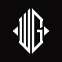 wg logo monogram met schild vorm geïsoleerd ontwerp sjabloon vector