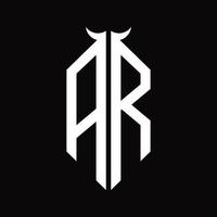 ar logo monogram met toeter vorm geïsoleerd zwart en wit ontwerp sjabloon vector