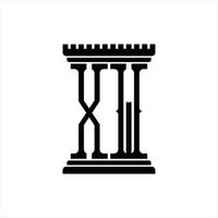xw logo monogram met pijler vorm ontwerp sjabloon vector