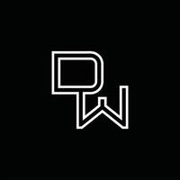 dw logo monogram met lijn stijl ontwerp sjabloon vector