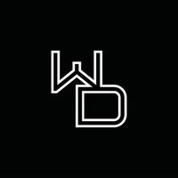 wd logo monogram met lijn stijl ontwerp sjabloon vector