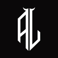 aj logo monogram met toeter vorm geïsoleerd zwart en wit ontwerp sjabloon vector