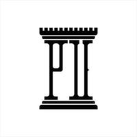 pu logo monogram met pijler vorm ontwerp sjabloon vector