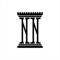 nn logo monogram met pijler vorm ontwerp sjabloon vector