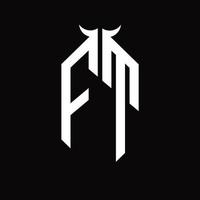 ft logo monogram met toeter vorm geïsoleerd zwart en wit ontwerp sjabloon vector
