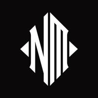 nm logo monogram met schild vorm geïsoleerd ontwerp sjabloon vector