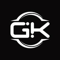 gk logo monogram met cirkel afgeronde plak vorm ontwerp sjabloon vector